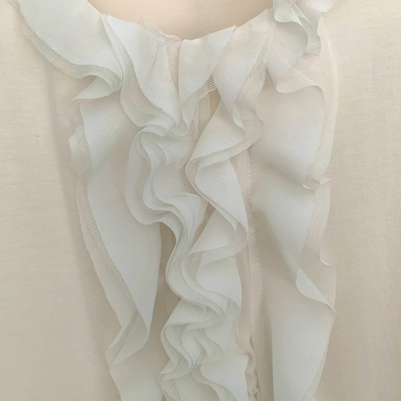Sleeveless Chiffon Ruffle Front Top in Cream-SM - Picture 4 of 9